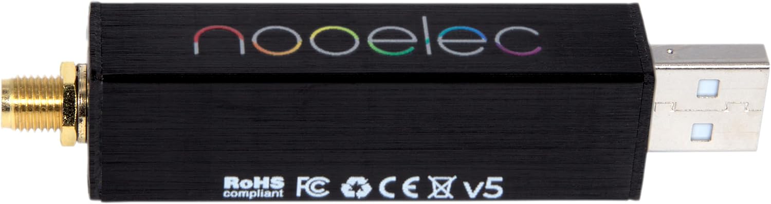 Nooelec RTL-SDR v5 SDR - NESDR Smart HF/VHF/UHF (100kHz-1.75GHz) Software Defined Radio. Premium RTLSDR w/ 0.5PPM TCXO