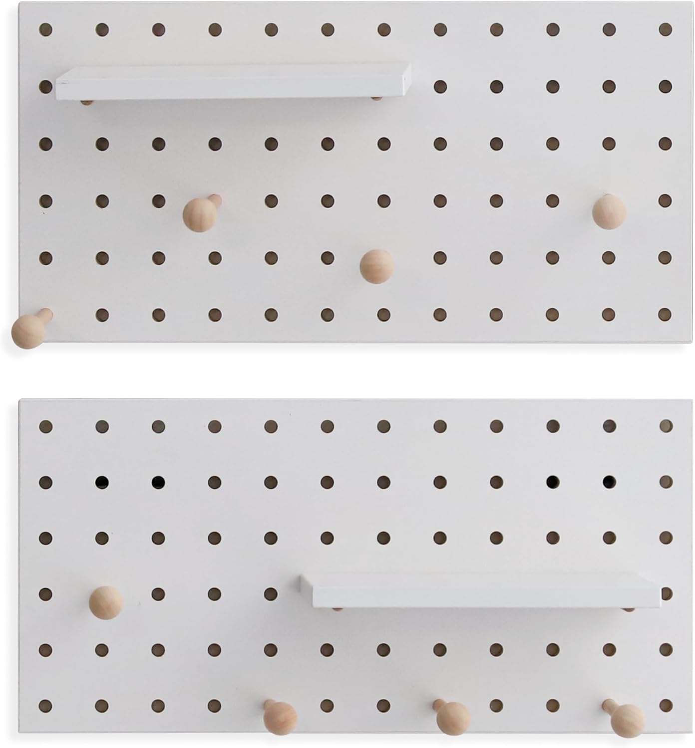 Wooden Pegboard Modular Display Organization Storage Wall Hooks Shelf(Color:Oak)