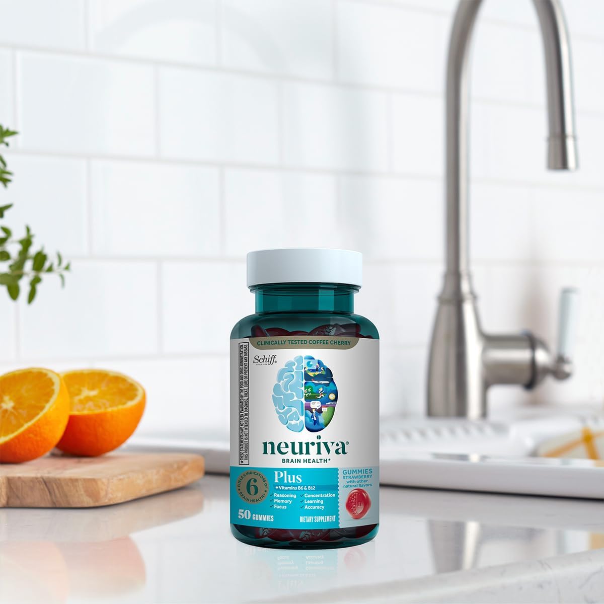 NEURIVA Plus Brain Supplements for Memory and Focus, Clinically Tested Nootropics Neurofactor and Phosphatidylserine with Vitamin B12, Vitamin B6