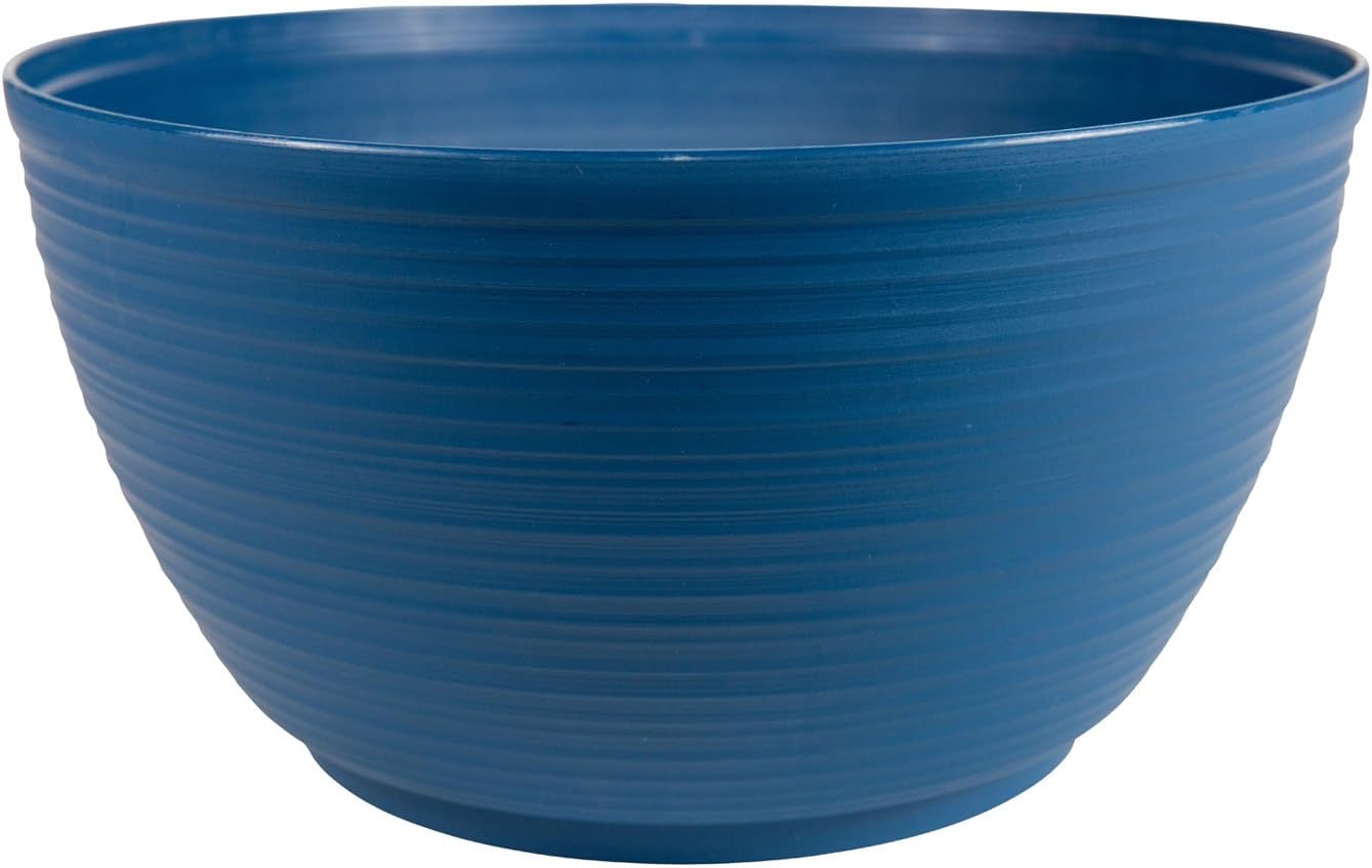 Bloem Willow 12" Plastic Plant Bowl, Deep Round Garden Pot, Peppercorn | Sealed plant bowl with knockout drainage, perfect for displaying herbs and succulents on indoor and outdoor surfaces.