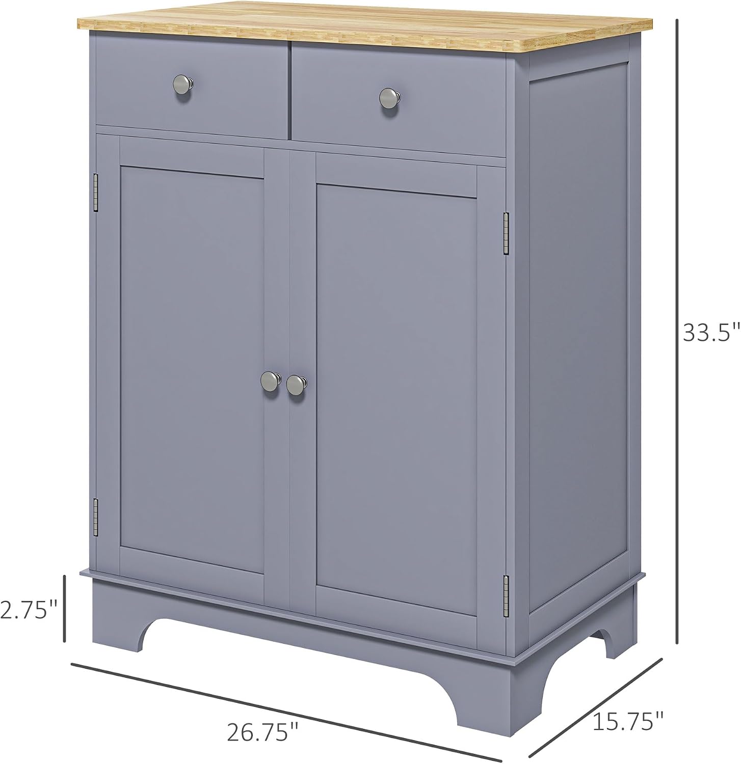 HOMCOM Sideboard Buffet Cabinet Solid Wood Countertop White
