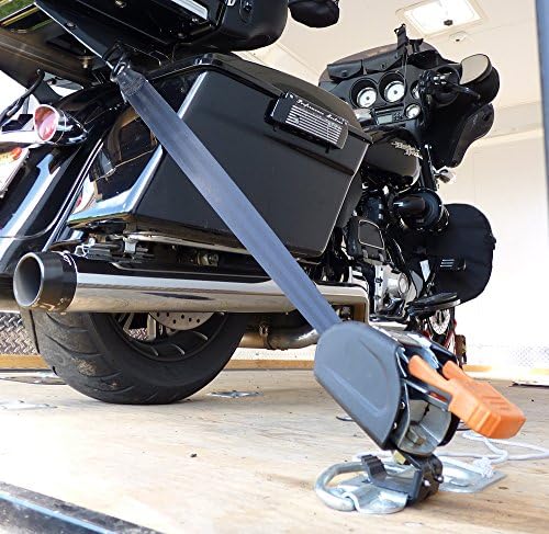 Lock N Load BK1000 Deluxe Motorcycle Wheel Chock with Quick-Release Ratchet & D-Ring System (Orange/Black)