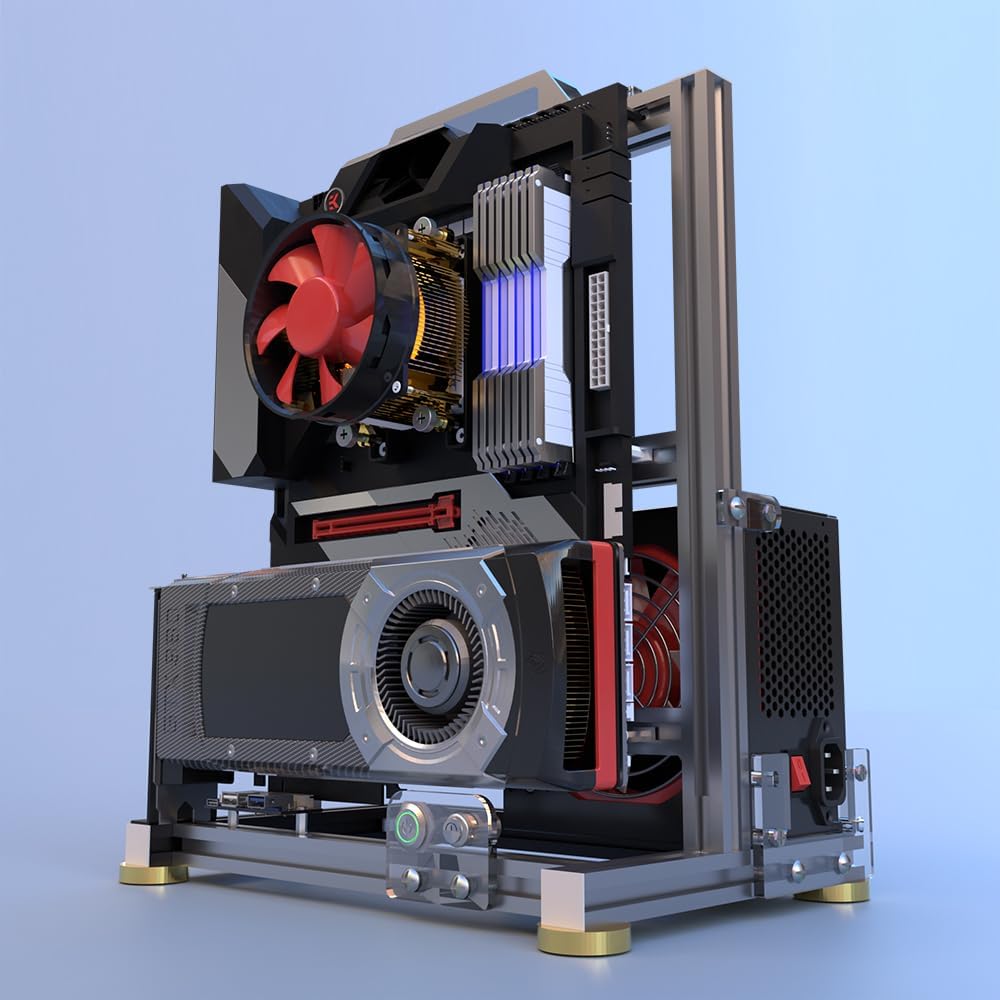 DIY Open Frame PC Chassis, Aluminum Computer Case, Supports ITX Motherboard, Excellent Cooling, Type-C Support