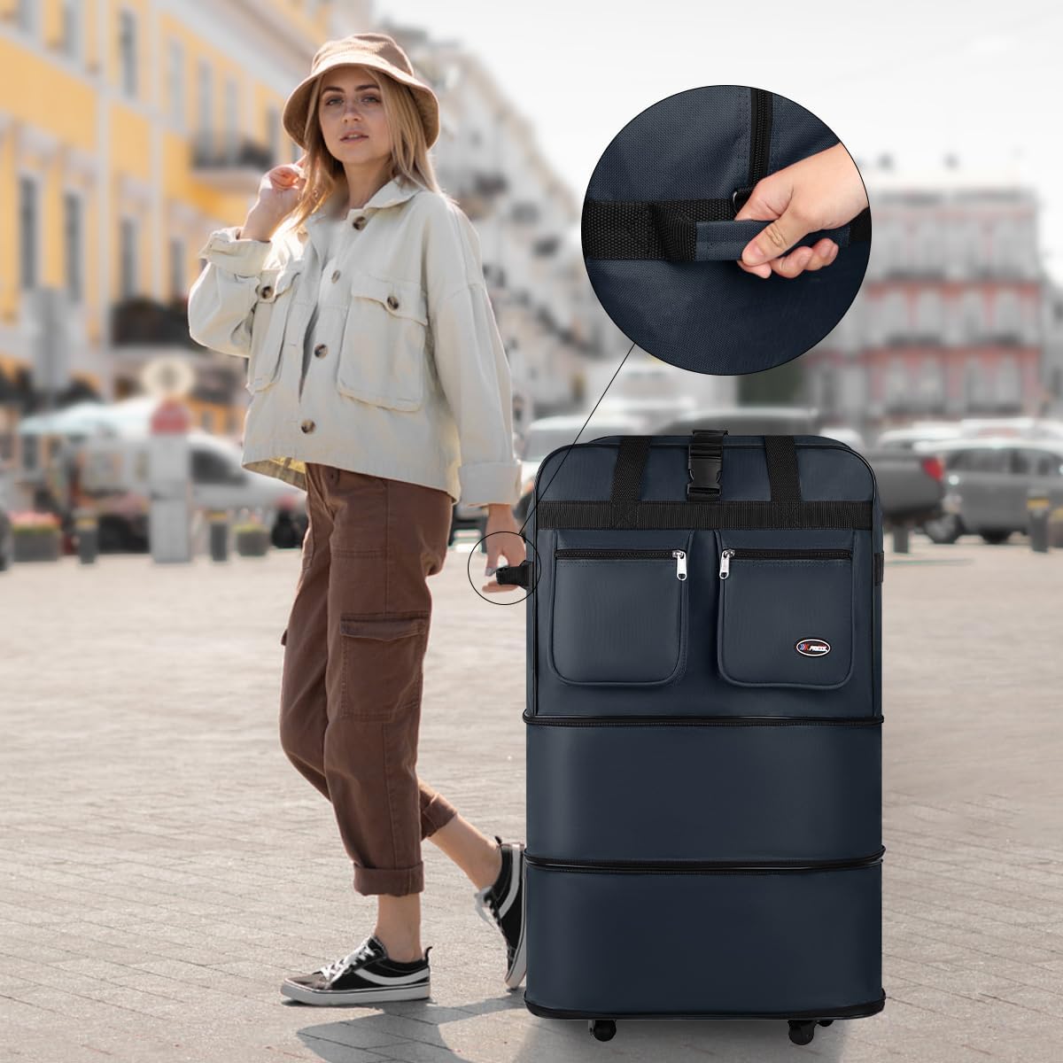 40'' Expandable Rolling Duffel Bag Suitcases w/Wheels,Foldable Luggage Bag