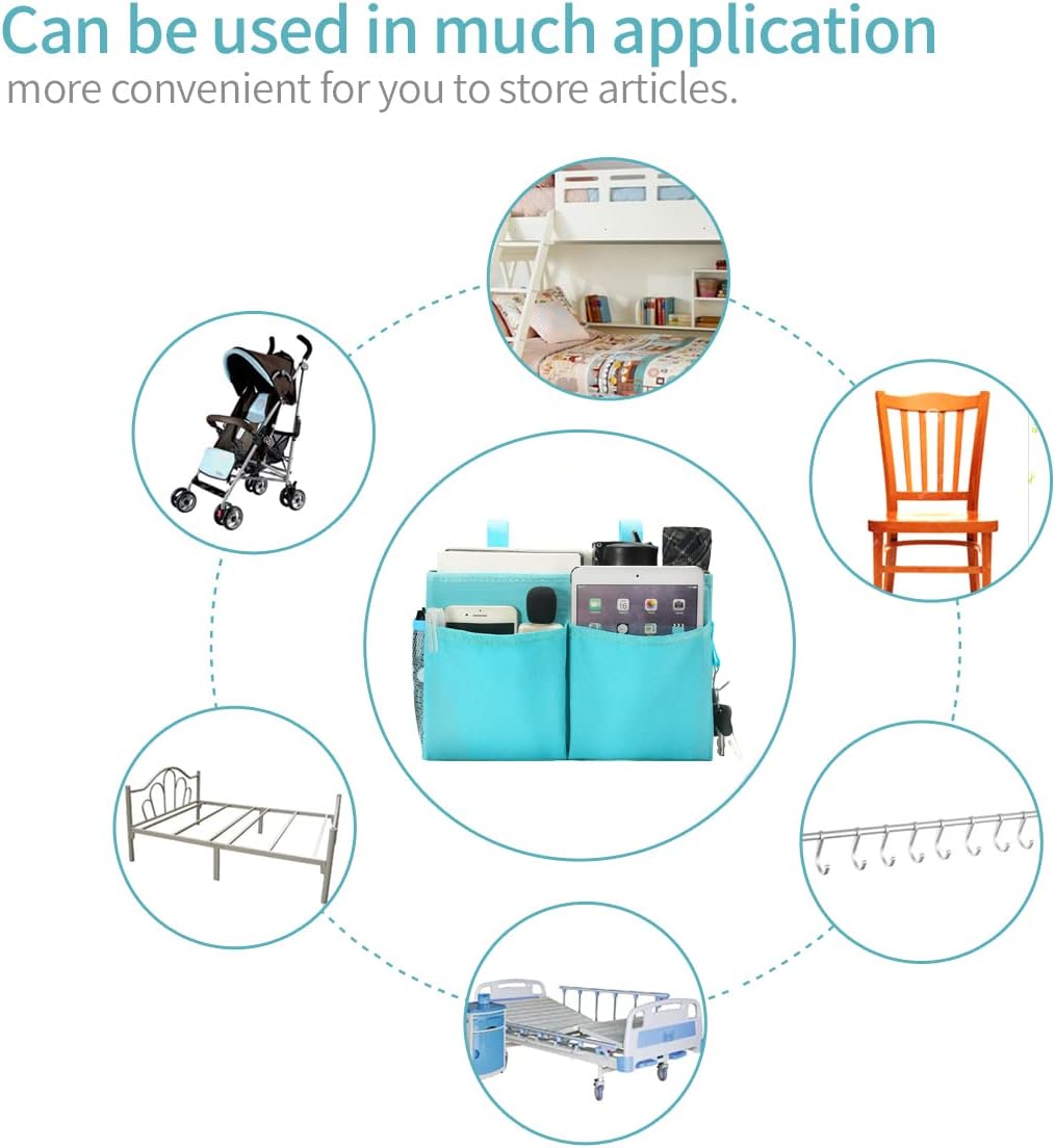 Bseash Bunk Bed Organizer, Bedside Caddy Hanging Bed Organizer Storage Bag 8 Pockets, for College Dorm Rooms Bed, Hospital Bed, Baby Bed Rails