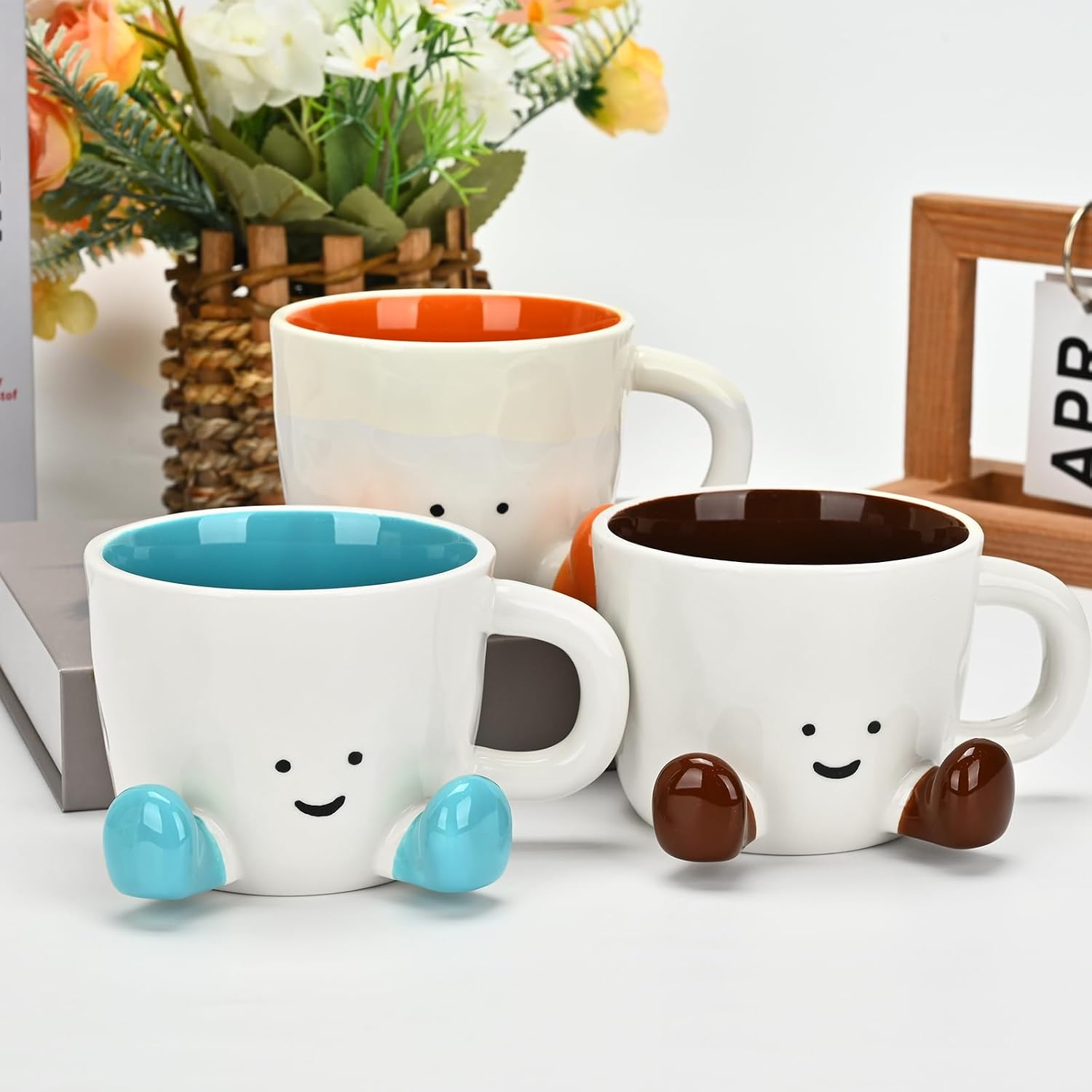 Coffee Mugs,Cute funny Mug For Women, 12.8oz/380ml Unique Ceramic Coffee Tea Cups, Office Mug Gift (chocolate)