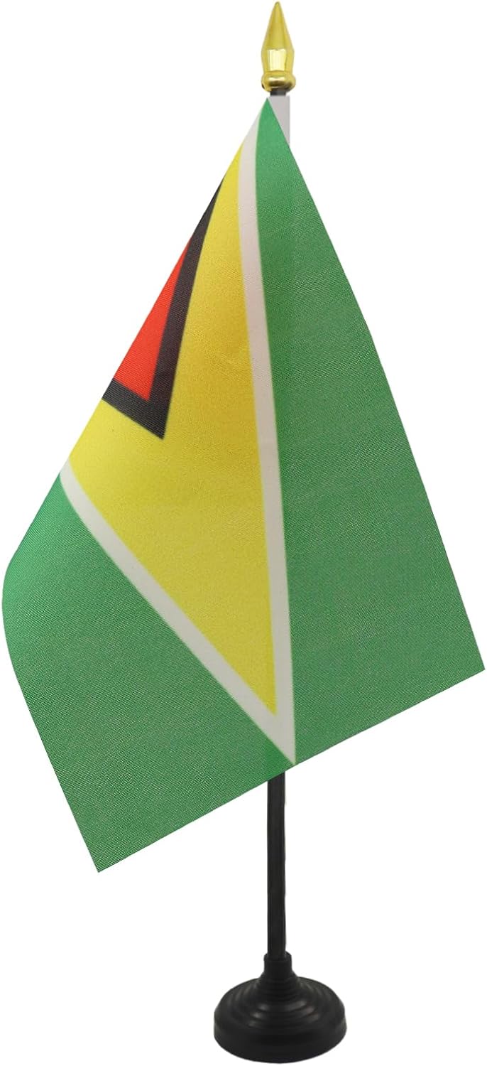 AZ FLAG Nicaragua Table Flag 4x6 in 100D Polyester Plastic Base | Indoor use Nicaraguan 15x10 cm desk flag stitched finish with reinforced edges with plastic pole and gold finial