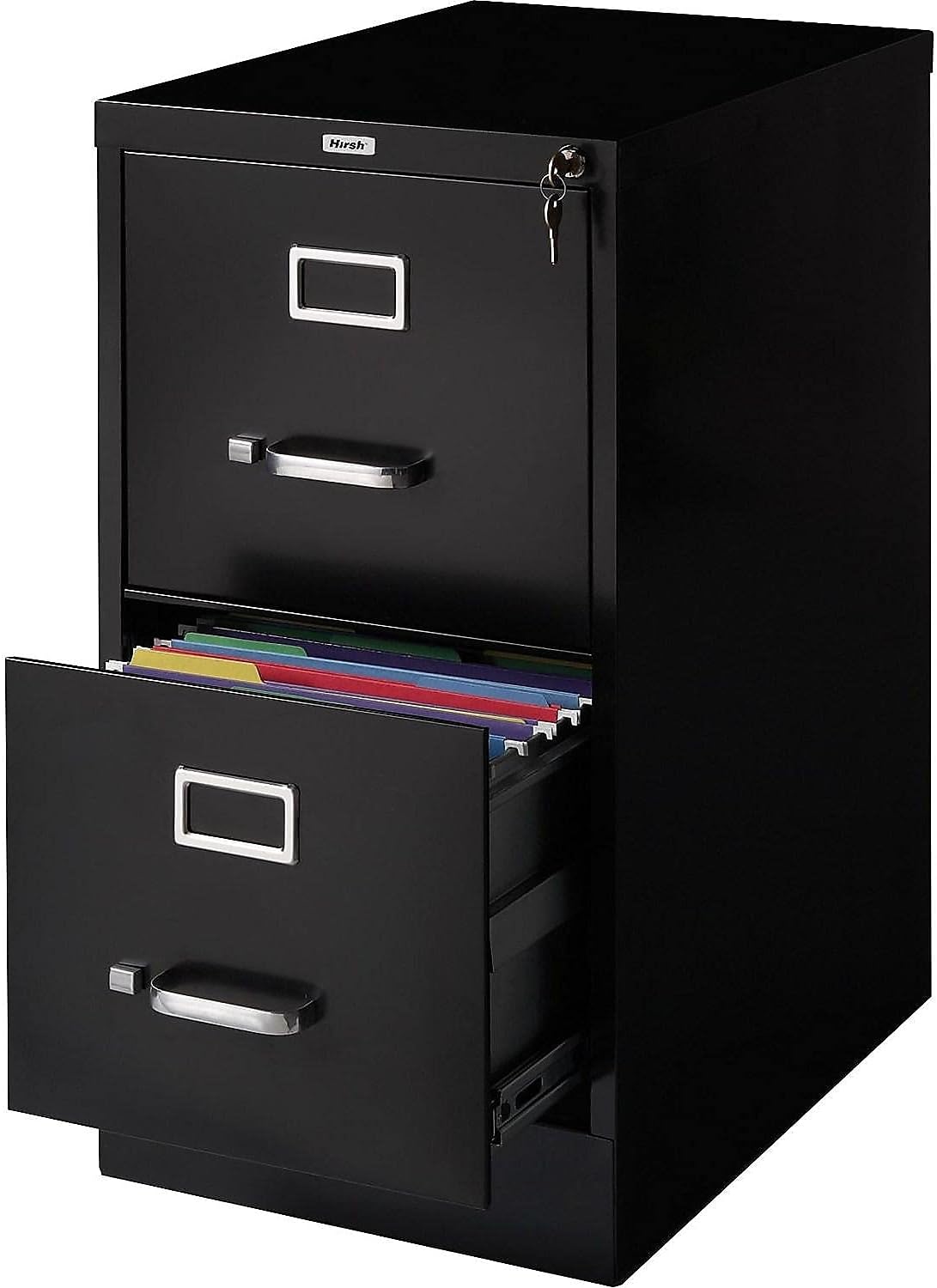 Staples 2-Drawer Vertical File Cabinet, Letter Size Documents, Lockable, 22" D x 15" W x 28.38" H, Black