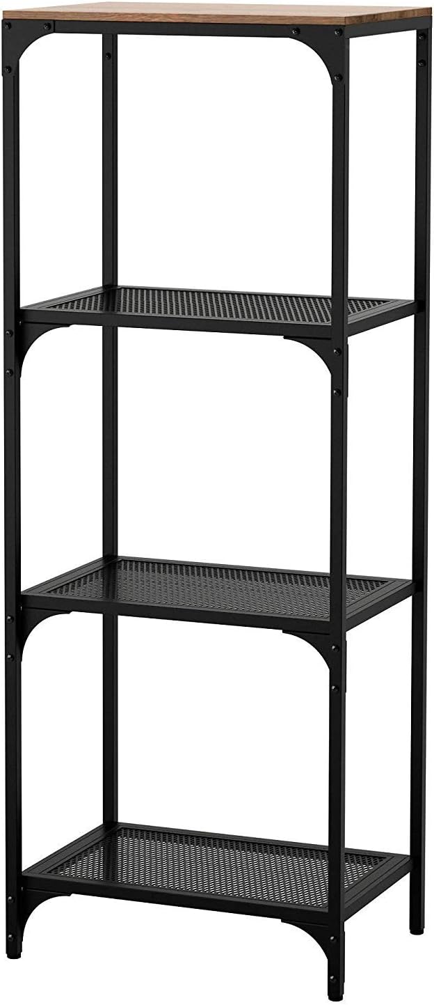 Royal7 4-Shelf Industrial Bookshelf, Rustic Metal and Wood Shelf, 19 5/8”W x 14 1/8”D x 53 1/2” H, Black
