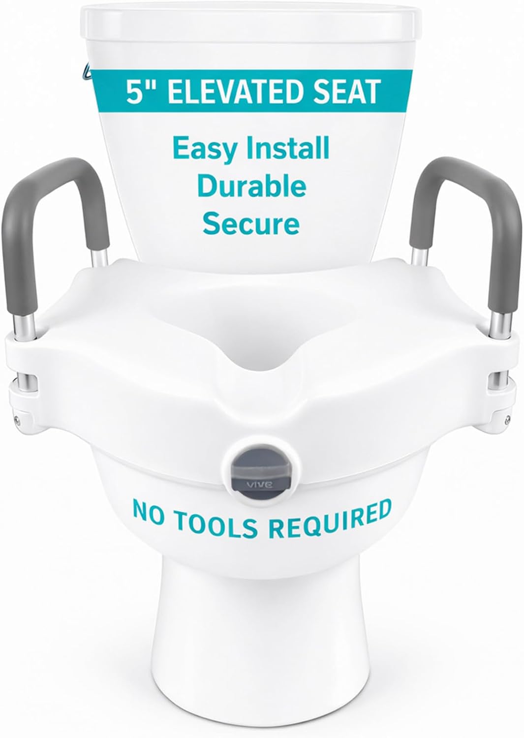 Vive Raised Toilet Seat - 5" Portable, Elevated Toilet Seat Riser | Extender - Elongated and Standard Fit Commode Lifter - Bathroom Safety Extender Assists Disabled, Elderly, Seniors