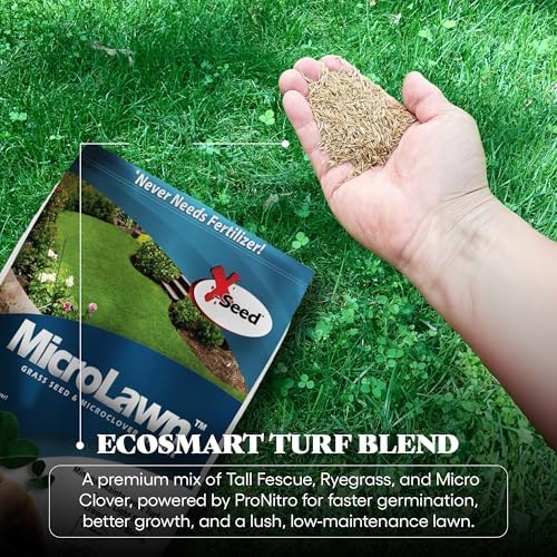 X-Seed Microlawn Grass Seed & Microclover Mix – Dense Self Feeding Lawn, Sun & Shade, Crowds Out Weeds, High Traffic, Drought-Resistant, 5 lb Bag