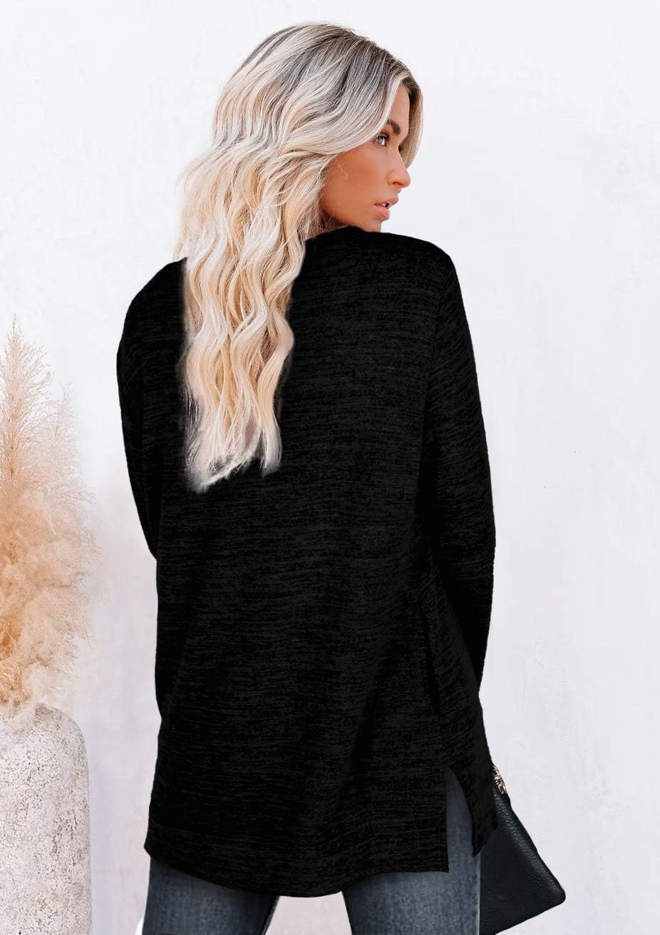 XIEERDUO Womens Casual Sweatshirts Long Sleeve Shirts Oversized With Pocket Tunic Tops S-3XL