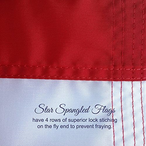 American Flag 4x6-100% Made In USA using Tough, Long Lasting Nylon Built for Outdoor Use, Featuring Embroidered Stars and Sewn Stripes plus Superior Quadruple Stitching on the Fly End