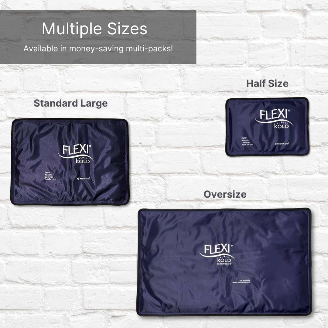 FlexiKold Gel Ice Packs (Standard Large: 10.5" x 14.5") for Injuries Reusable, Back Pain Relief, Knee Wrap, After Surgery, Ice Pack for Knee, Shoulder - 6300-COLD by NatraCure