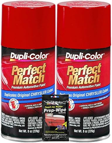 Dupli-Color Radiant Fire Perfect Match Automotive Paint for Chrysler Vehicles - 8 oz, Bundles with Prep Wipe (3 Items)