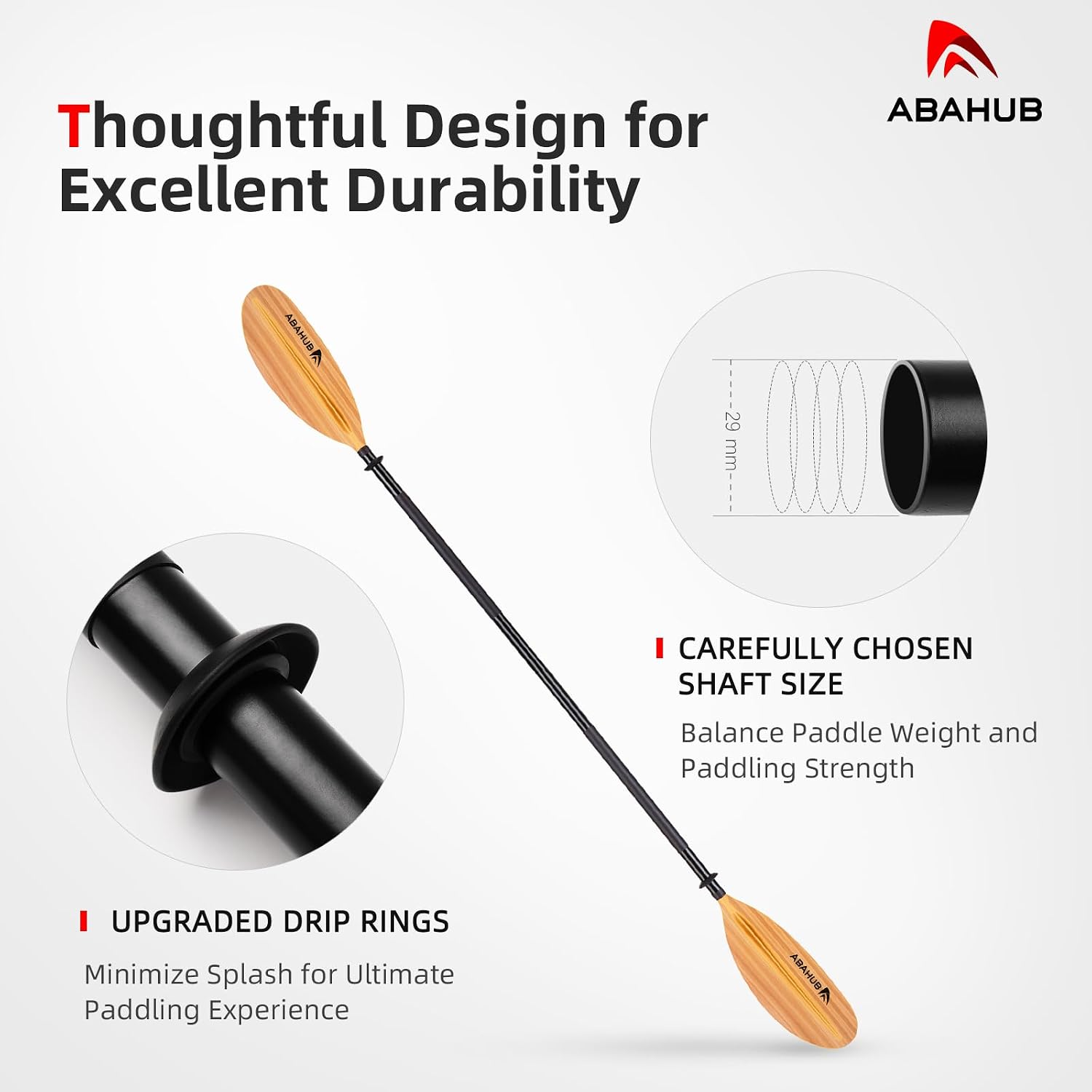 Abahub Kayak Paddle with Free Leash 220-240cm Kayaking Oars