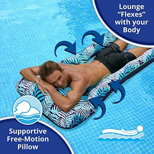 Aqua Comfort Pool Float Lounge – Inflatable Pool Floats for Adults with Headrest and Footrest – Bubble Waves