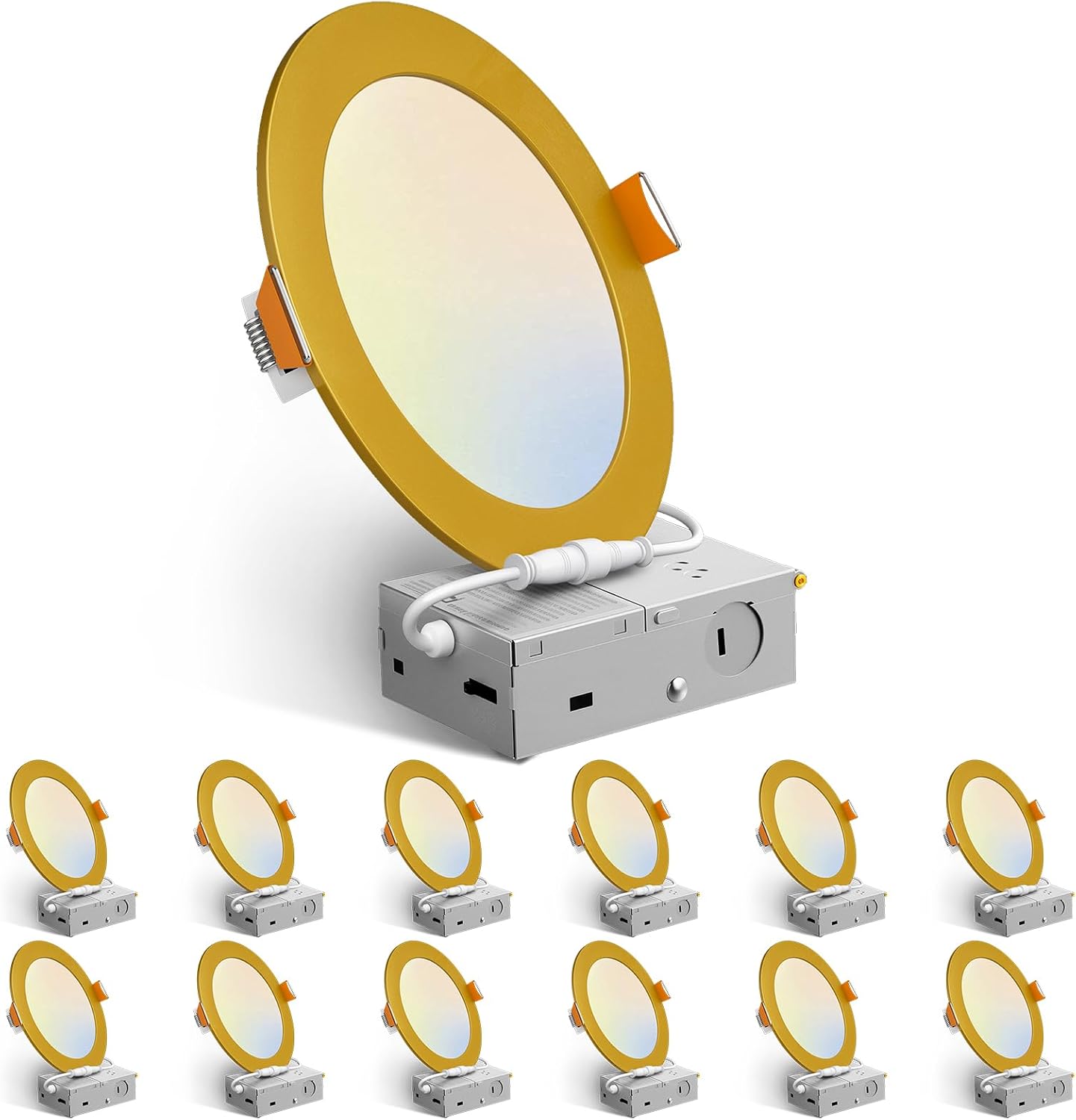 Amico 12 Pack 6 Inch LED Recessed Lighting, Canless Wafer Downlight, White