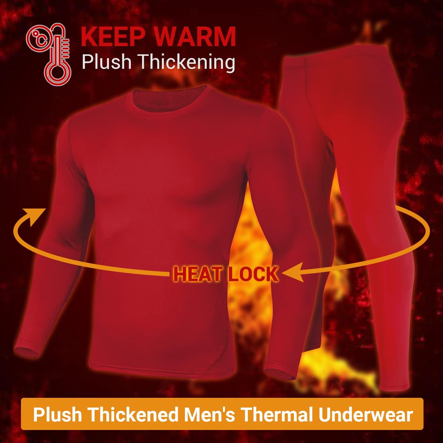 PISIQI Thermal Underwear Men Long Johns Set Ultra-Soft with Fleece Lined Base Layer Winter Skiing Warm Top & Bottom