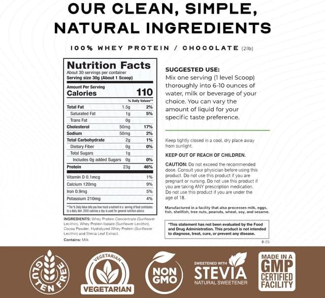 Muscle Feast 100% Grass Fed Whey Protein Powder Blend, Chocolate (2lb) | Whey Concentrate, Isolate & Hydrolyzed Protein Powder, All Natural, Hormone Free Pasture Raised Whey Protein for Women & Men