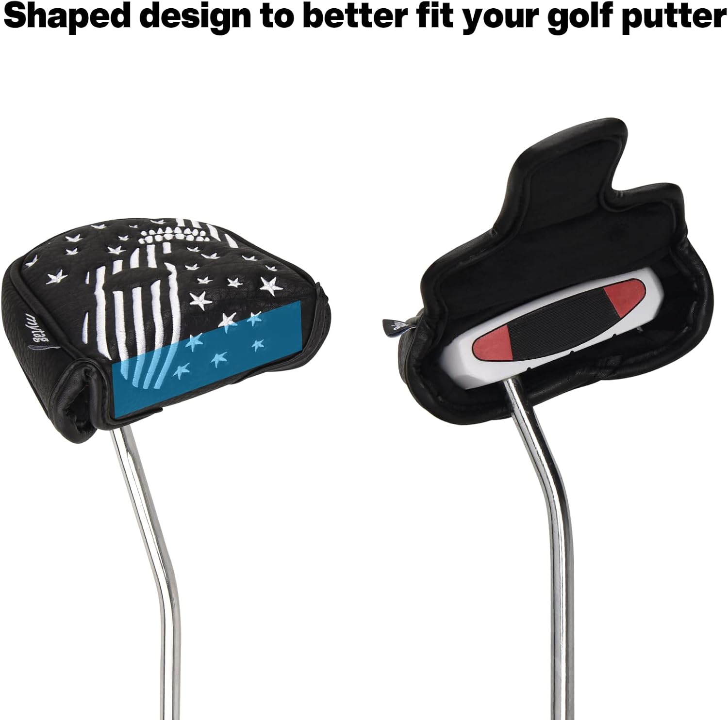 Skull Golf Head Covers Black Synthetic Leather Skeleton Golf Headcovers Set
