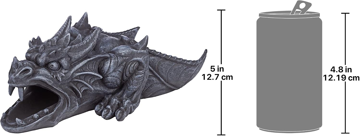 Design Toscano Roland the Gothic Gargoyle Gutter Guardian Rain Downspout Extension Outdoor Statue, 10 Inch Long, Cast Stone Resin, Grey Stone Finish
