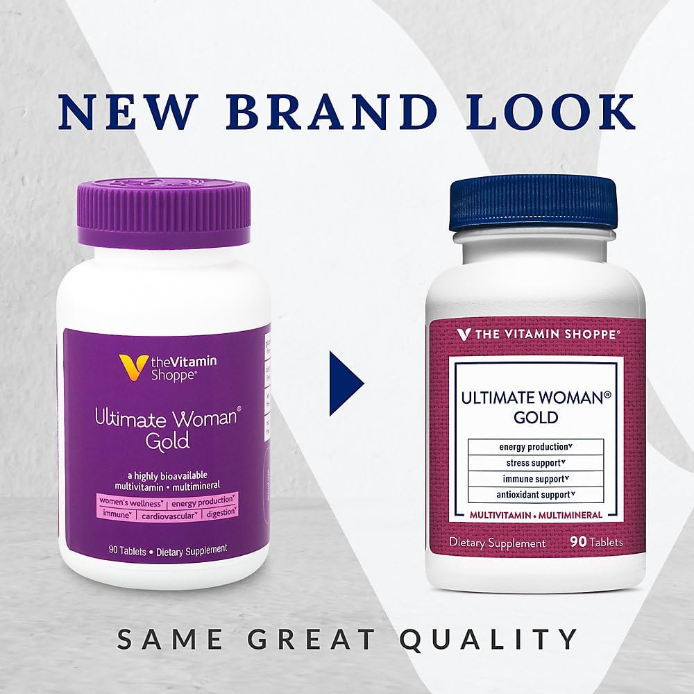 The Vitamin Shoppe Brand Ultimate Woman's Gold Multivitamin, 90 Tablets | Women’s Multivitamin with Iron, B Vitamins & Vitamin D3 for Energy Production, Bone & Immune Health Support, Gluten Free