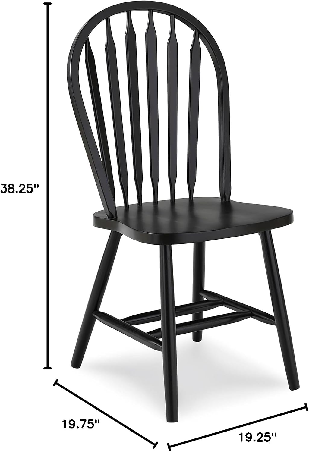 IC International Concepts Solid Wood Windsor ArrowBack Chair, Unfinished