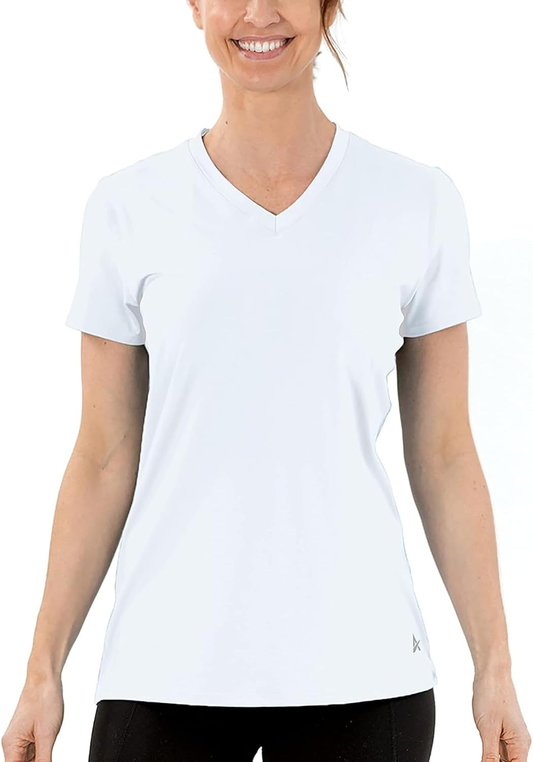 Arctic Cool Women's V-Neck Instant Cooling Moisture Wicking Performance UPF 50+ Short Sleeve Workout Shirt