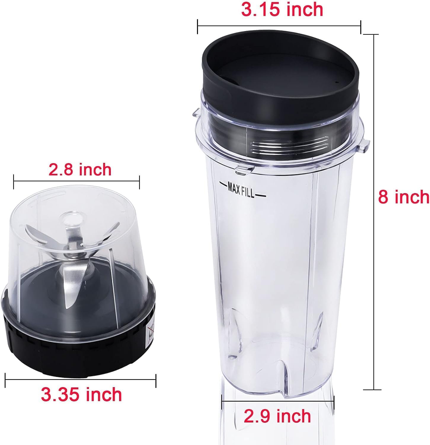 Replacement Blade Assembly Compatible with Nutri Ninja BL660 BL740 BL663 Series, 16oz Cup Only, 6-Male-Fin Base, 3.35" Bottom Diameter, Not for 7-Fin or Auto-iQ Systems