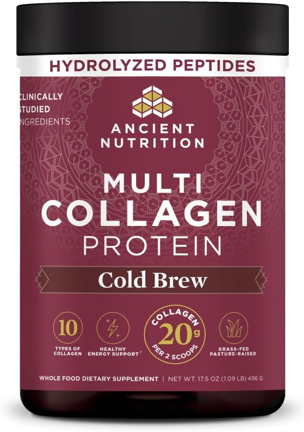 Ancient Nutrition Multi Collagen Protein Powder, 5 Types of Food Sourced Collagen, Providing Types I, II, III, V, and X, 16.2 Ounce