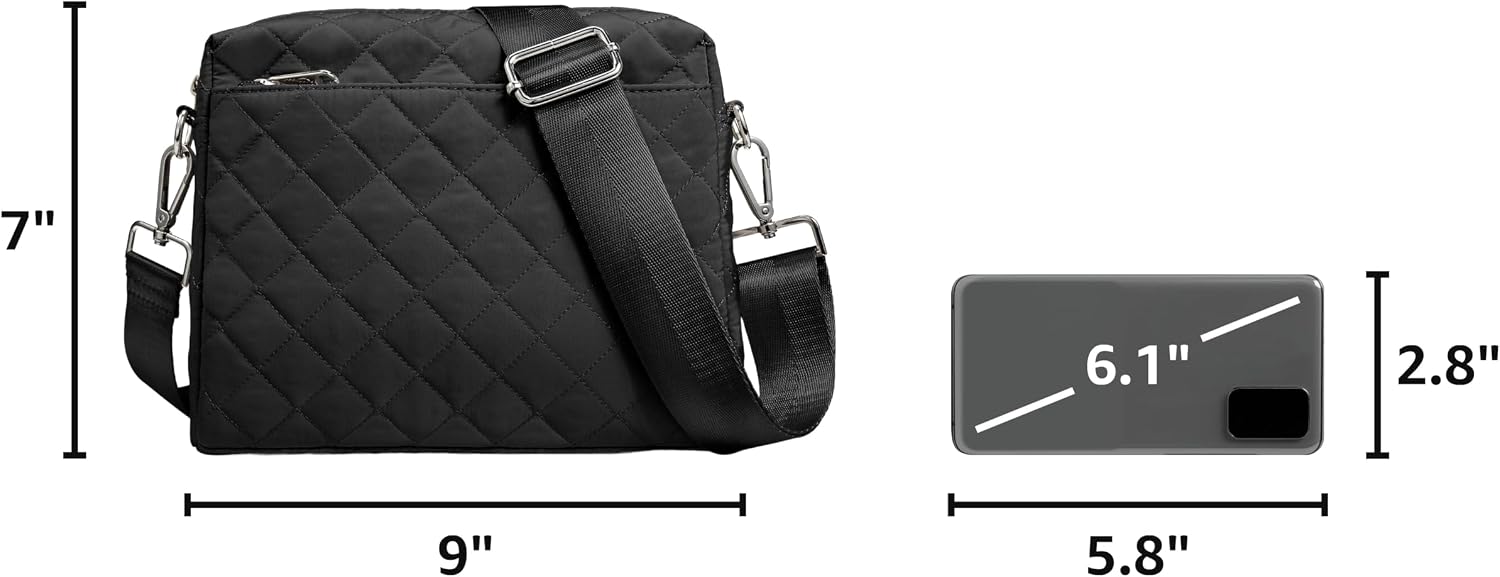 KALIDI Mini Quilted Crossbody Bag for Women Ladies Puffer Cross Body Purse | Nylon Lightweight Women's Shoulder Handbag with Wide Strap for Travel Vacation Casual Everyday Errands