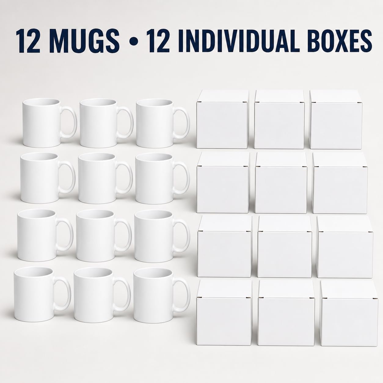 36 Pack Sublimation Mugs 11oz White Blank Ceramic Coffee Mugs with Individual White Boxes, AAA Grade with Premium Coating for Heat Press DIY