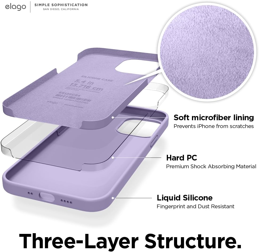 elago Premium Liquid Silicone Case for iPhone 12 Mini Lavender
