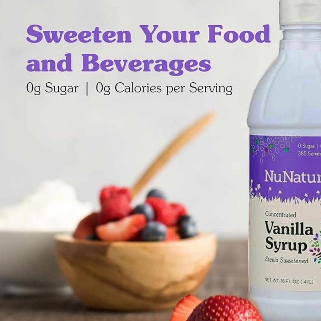 NuNaturals Stevia Syrup Sweetener, Chocolate, Sugar-Free, 16 oz