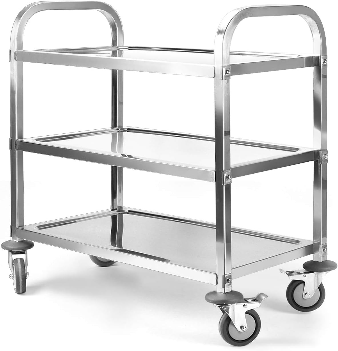 Nisorpa 3 Tier Kitchen Rolling Cart, Stainless Steel, L30 x W16 x H33 Inch