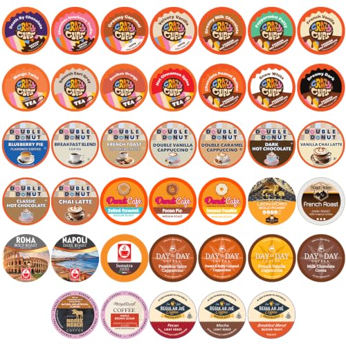 Perfect Samplers Coffee, Tea, Cider,Cappuccino For Keurig K Cups Brewers, Mix 40 Count