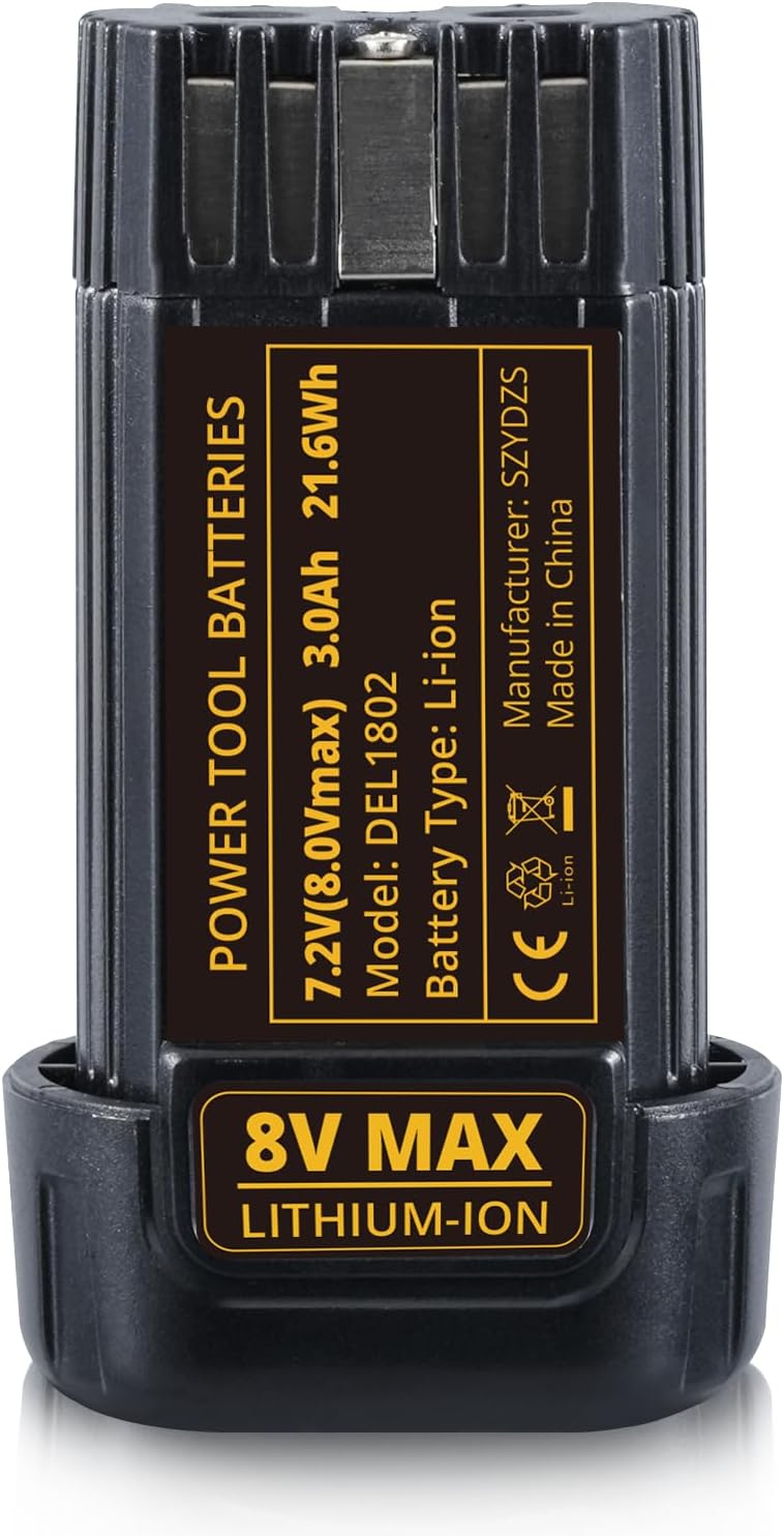 3.0Ah DCB080 Battery Replacement for Dewalt 8V Battery 2Pack | Fits DCF680N1 DW4390 DCF680N2 DCF680G2
