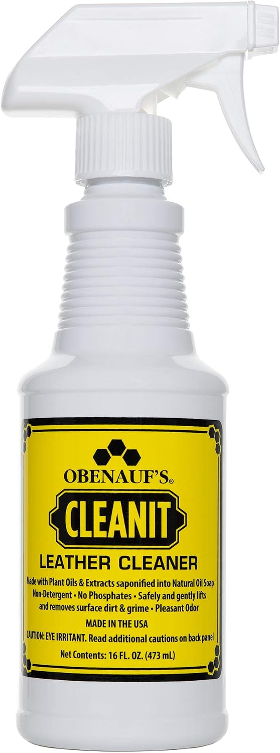 Obenauf's Cleanit Leather Cleaner - Natural Plant Oil Leather Cleaner for Boots, Furniture and Car Interior - Safe and Gentle Non-Detergent Oil Liquid Soap - Ready-to-use 16oz Spray Bottle
