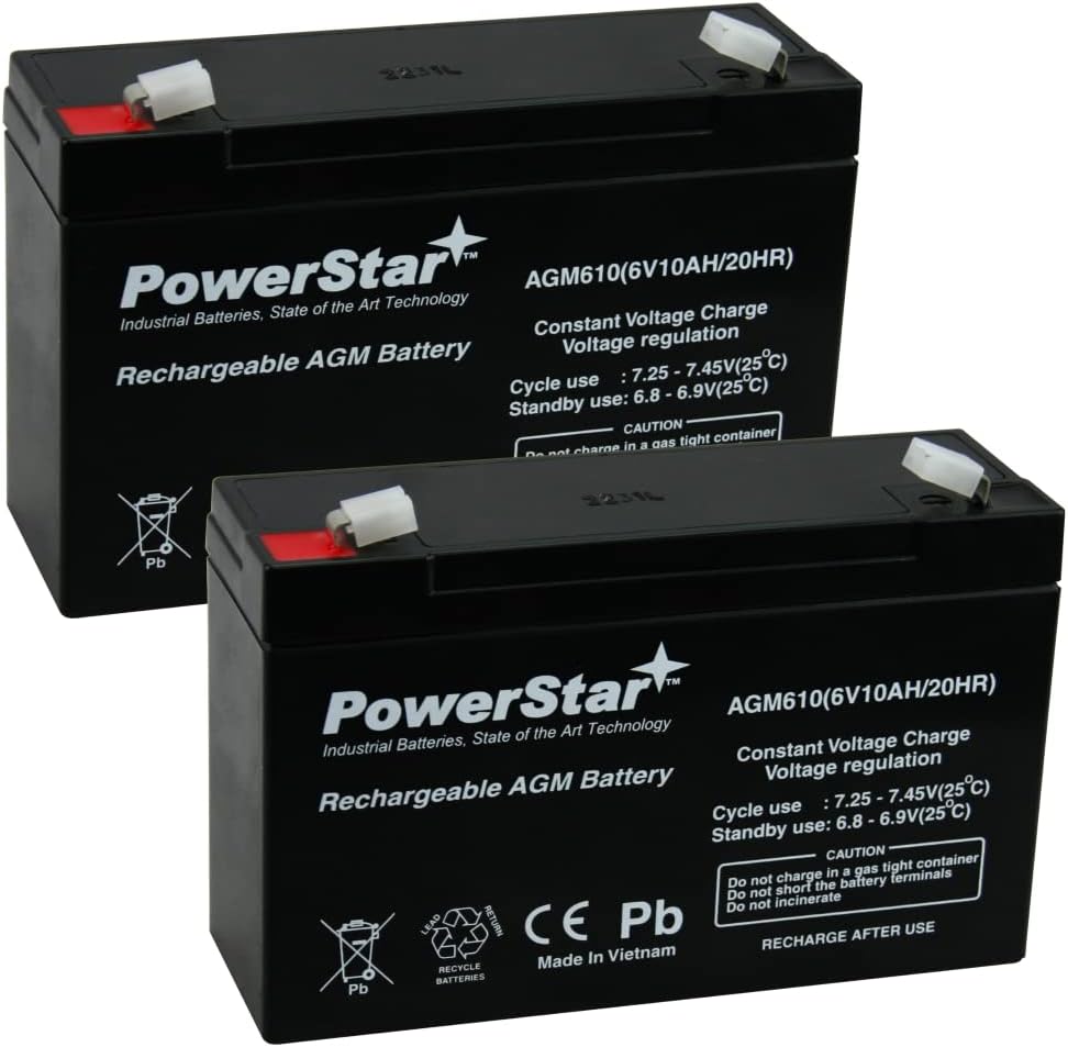 PowerStar2 Pack - 6V 10Ah UB6120 UPS Battery Replaces 10ah Enduring 3FM10 T2, 3-FM-10