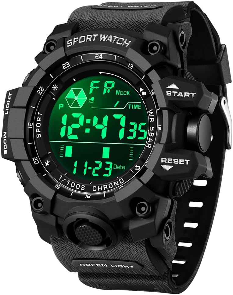 FANMIS Men's Digital Sport Watch Military LED Alarm Waterproof Quartz Watch | Tactical Outdoor Sport Watch Multi Function Led Display Alarm Stopwatch Date Quartz Rugged Style Daily Water Resistance