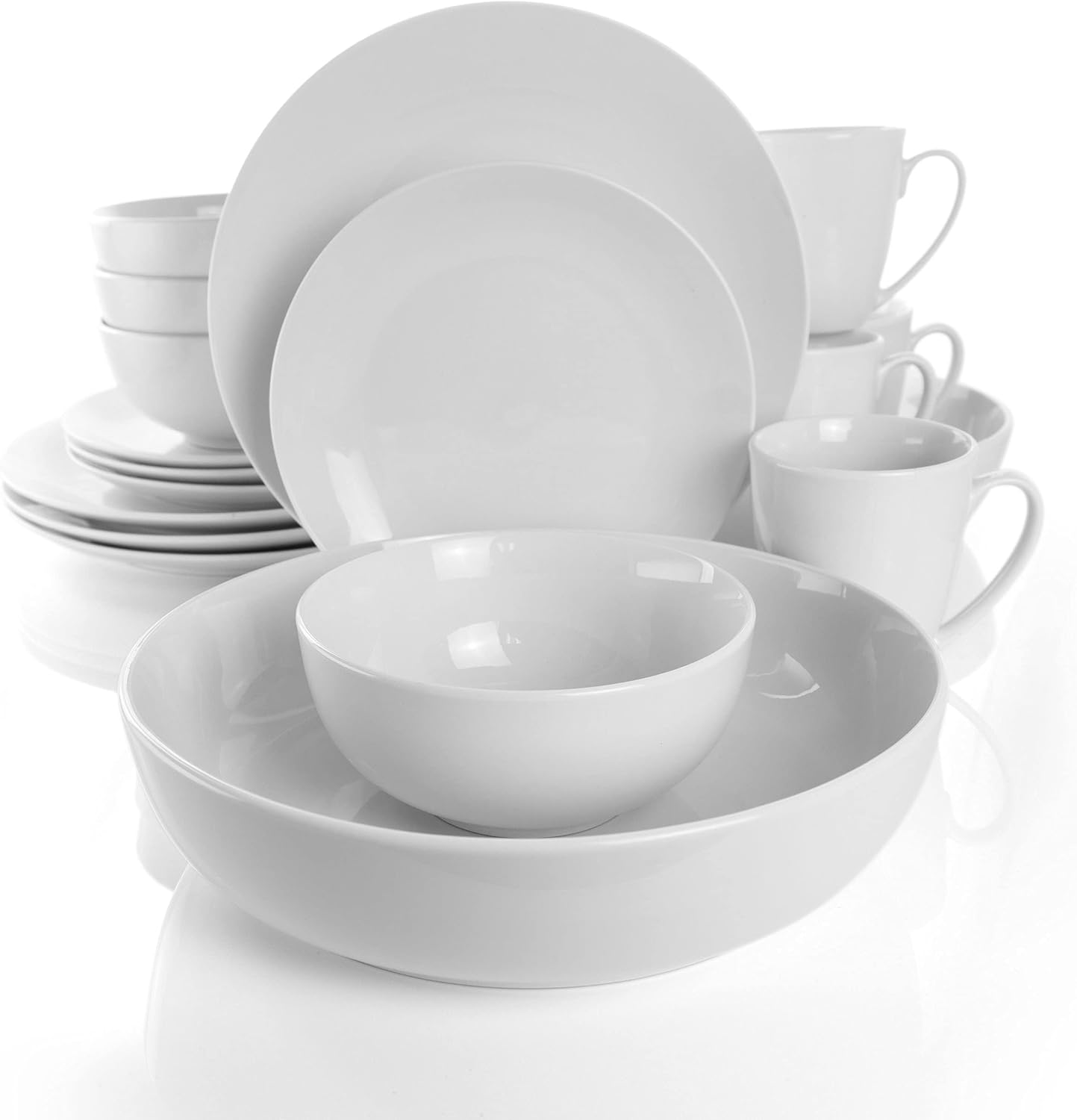 Elama White Porcelain Dish Dinnerware Set, 18 Piece, Newman