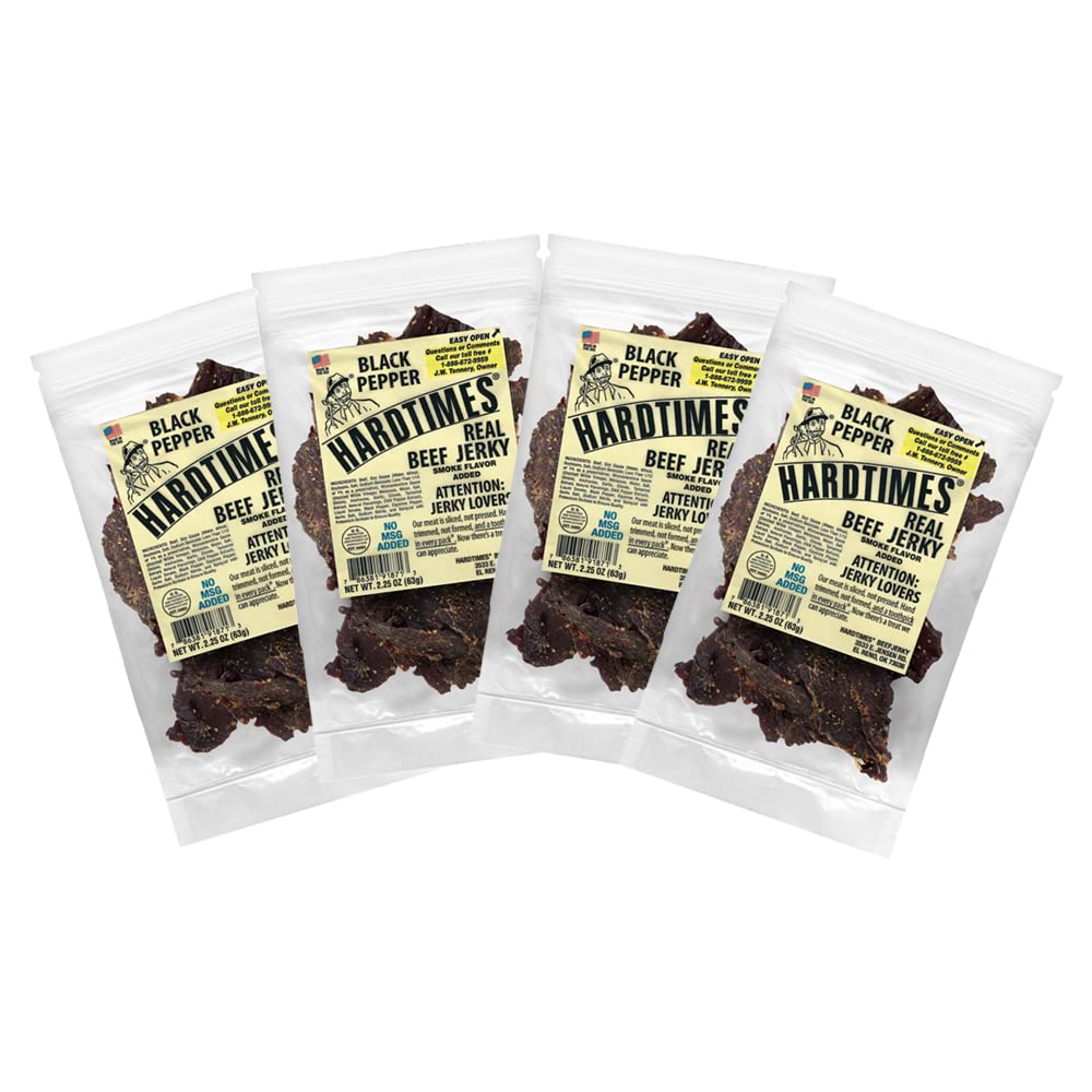 Hardtimes Original Beef Jerky, High Protein Snack, 4 x 2.25 oz Bags