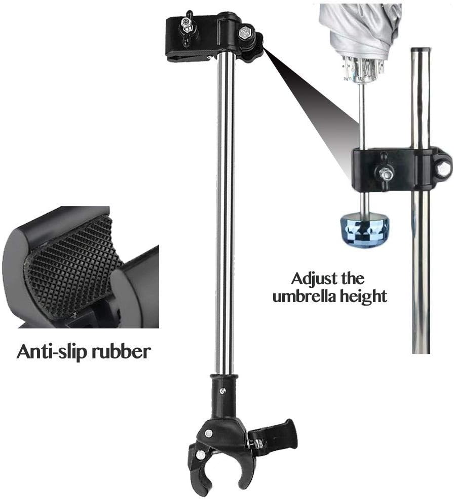 Yobee Adjustable Umbrella Mount Holder No Need Any Tooling to Attach Umbrella Clamp, Umbrella Connector Holder to Wheelchairs, Walker, Rollator, Bike