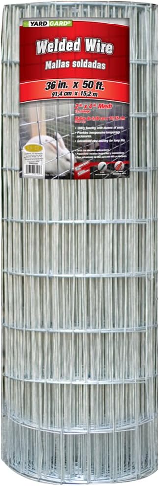 YARDGARD – 2 in. x 4 in. Mesh Welded Wire Fence Hardware Cloth – 36 in. x 50 ft. 12.5‑Gauge Galvanized Steel – for Animal Enclosures
