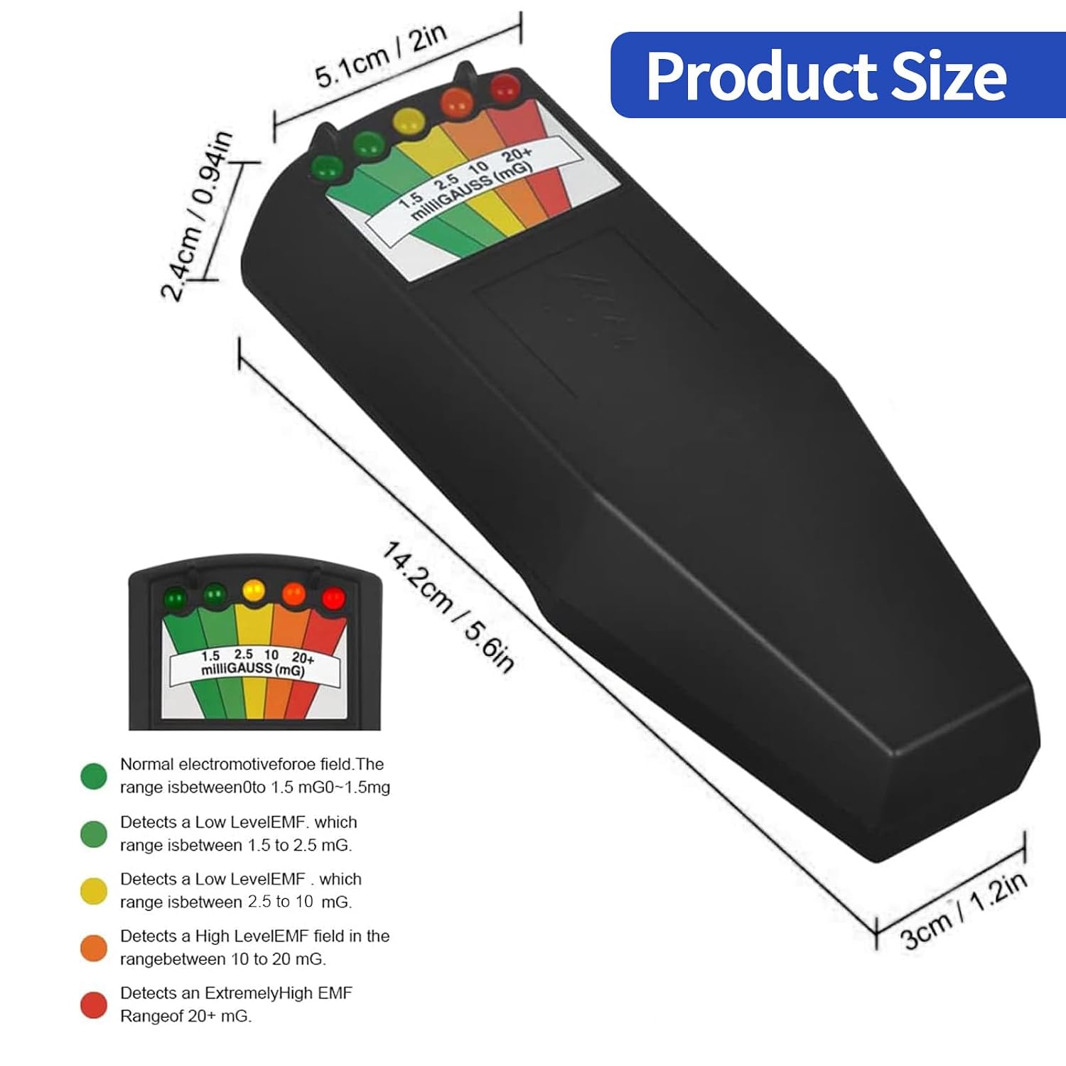 Emf Meter Ghost Hunting: Emf Meter Radiation Detector for EF RF MF - Handheld Emf Detector or Home and Office Emf Inspections, Black