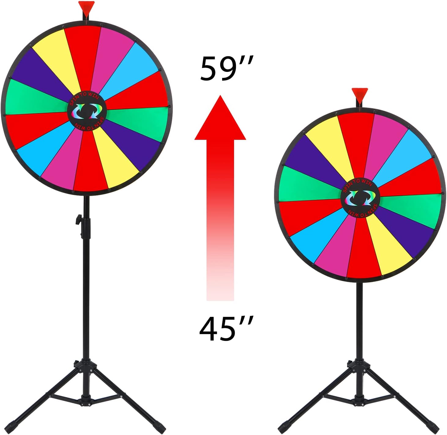 HomGarden 24" Colorful Spinning Prize Wheel | Dual-Use Tabletop/Floor Stand | Dry-Erase Board for Christmas, Carnival, Fundraiser