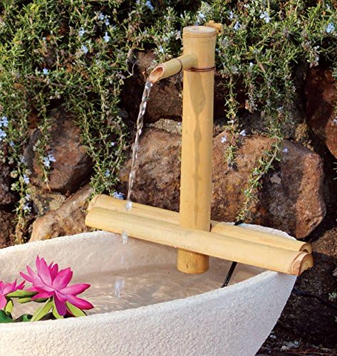 12" Adjustable Bamboo Fountain Kit with Pump – Classic Zen Water Feature for Bowls, Basins, Water Gardens & Patio Decor