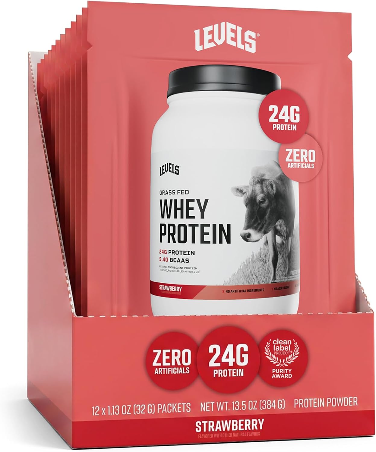 Levels Whey Protein Powder, No Artificial Ingredients, Pure Chocolate, 5LB | 24G of Protein, 5.4G BCAAs, Clean Ingredients, Hormone Free Dairy, No Fillers, No Added Sugar, No Junk