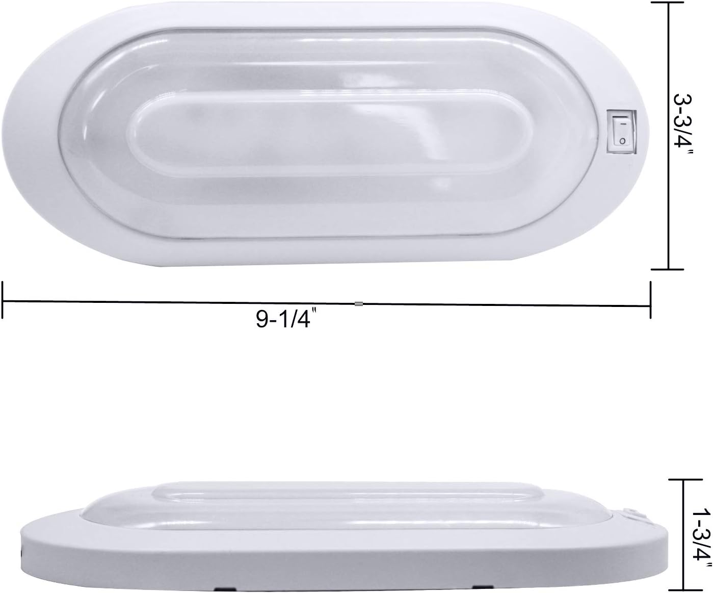 Facon 12V LED Bright RV Pancake Light Surface Mount - 2 Pack, DDS01-008, 12Volt Interior Light with Switch, for RV Motorhomes Camper Caravan Trailer Boat, 3400K